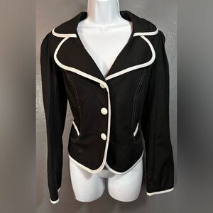 MAGGY LONDON Black Jacket with White Trim Size 10